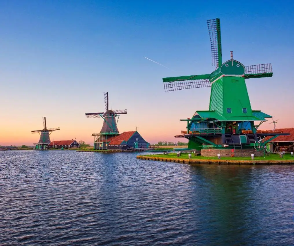 Windmills at sunset